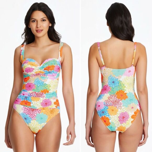 NWT Bleu Rod Beattie Fresh Picks One Piece Swimsuit Floral Underwire Size 14 NEW - Picture 15 of 15